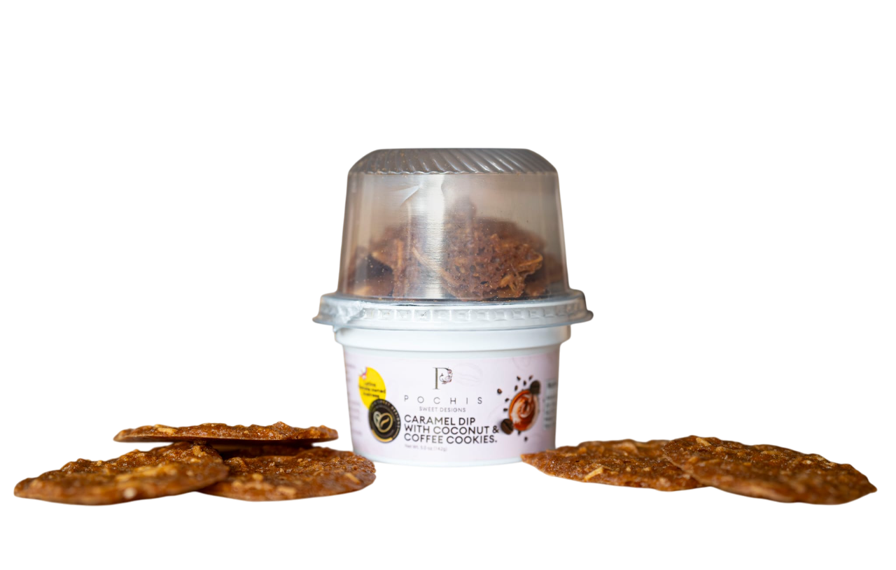 CARAMEL DIP WITH COCONUT COFFEE COOKIES